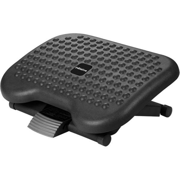 black footrest with adjustable angle and height, and non-slip surface